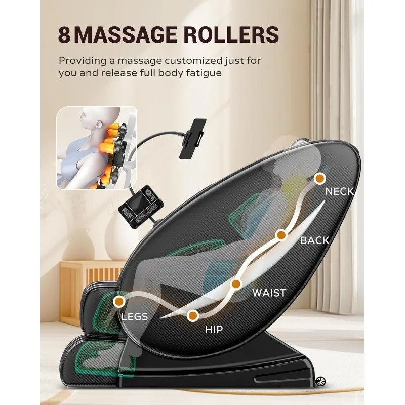 Zero Gravity Full Body Massage Chair Recliner with Heat Therapy, Bluetooth Speaker, Air Compression Massage, Foot Roller,