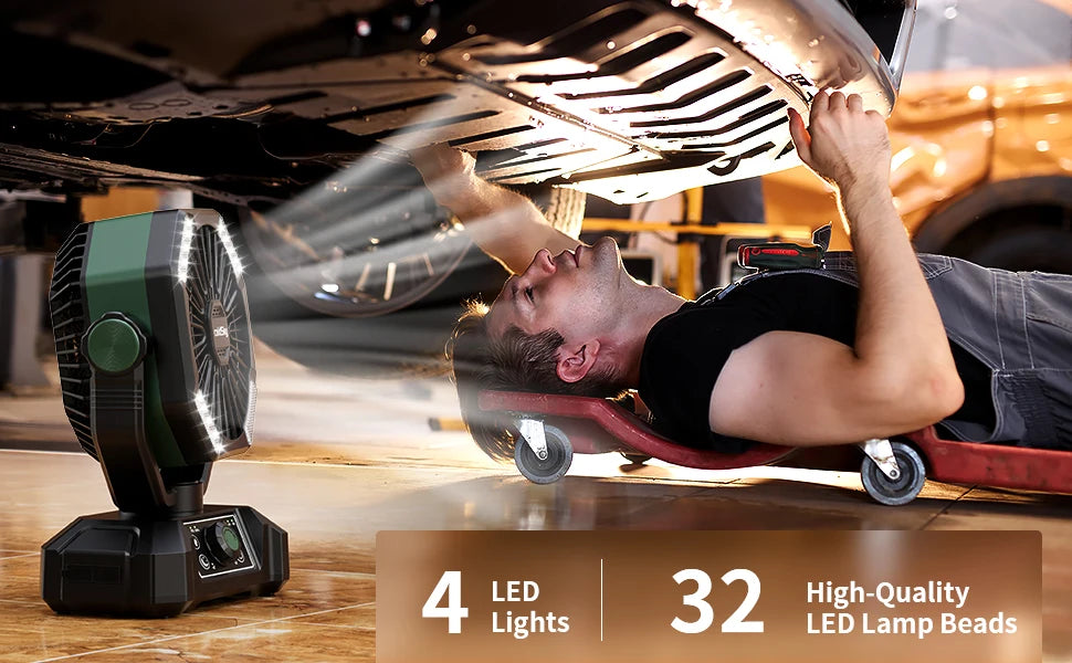 Camping Fan with 4 LED Lantern