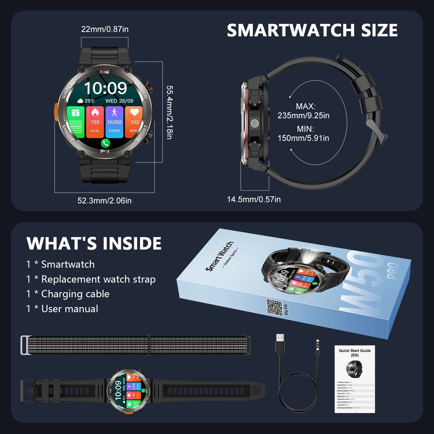 Blackview W50pro Waterproof Smartwatch with LED Flashlight
