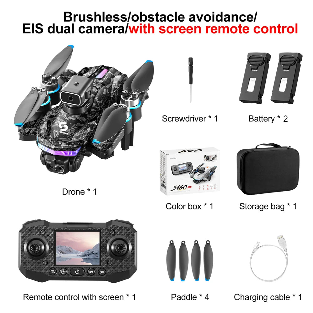 S160 Color LED Drone Professional 4K HD Quadcopter