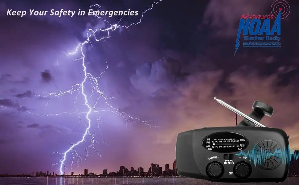 2000mAh Emergency Crank Weather Radio with LED Flashlight