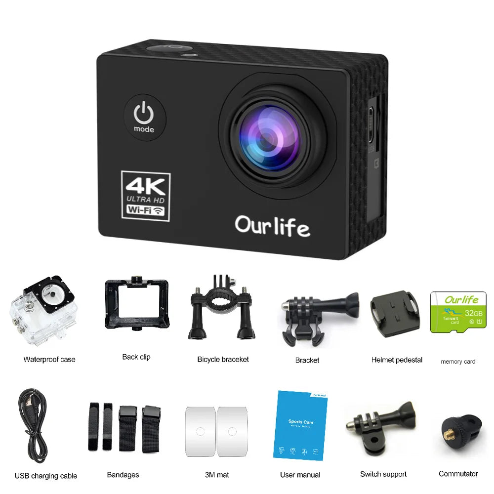 Action Camera Underwater 30M Helmet Video  Sport Camera