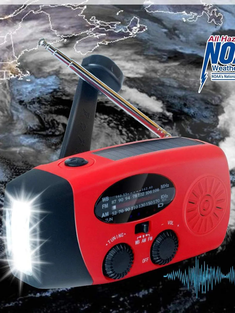 2000mAh Emergency Crank Weather Radio with LED Flashlight