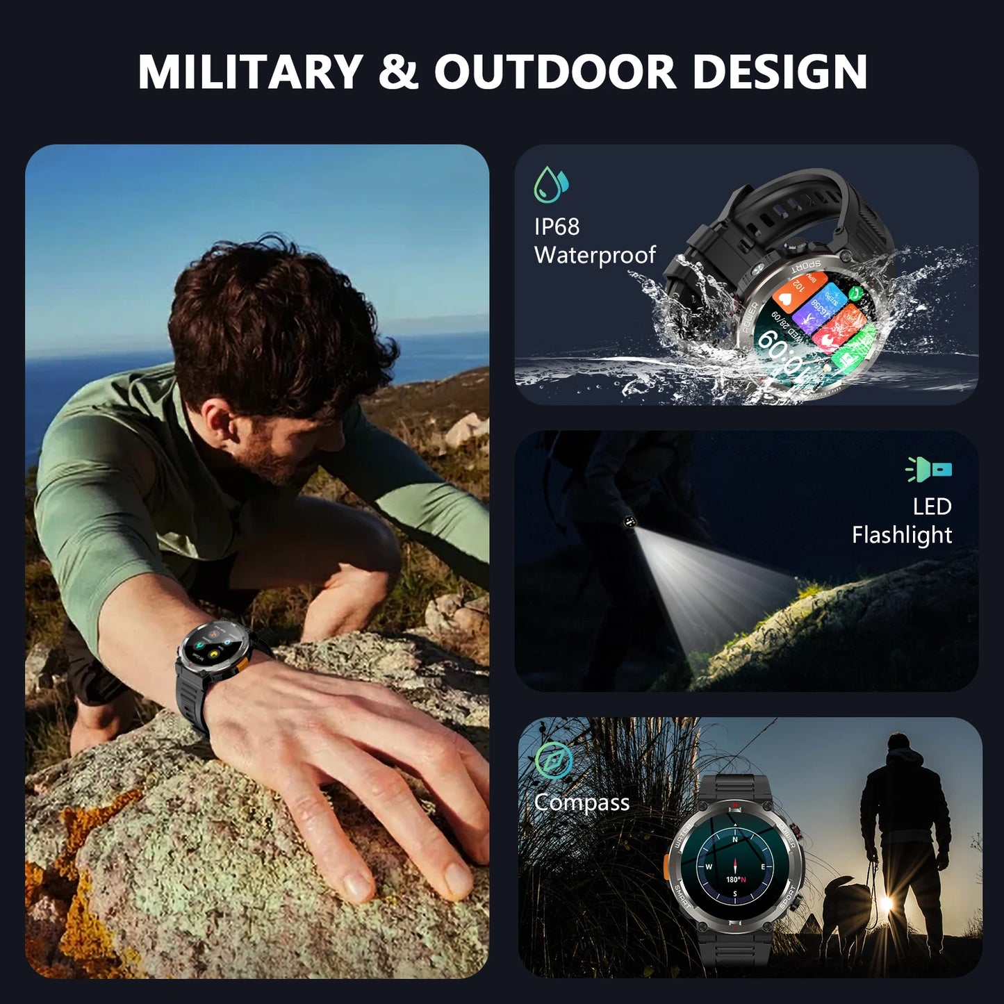 Blackview W50pro Waterproof Smartwatch with LED Flashlight