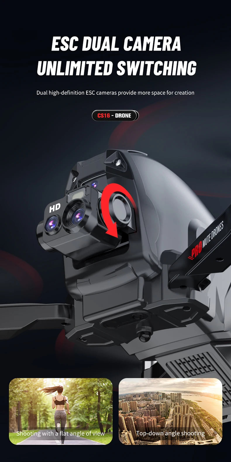CS16 drone double camera, four sides to avoid obstacles,