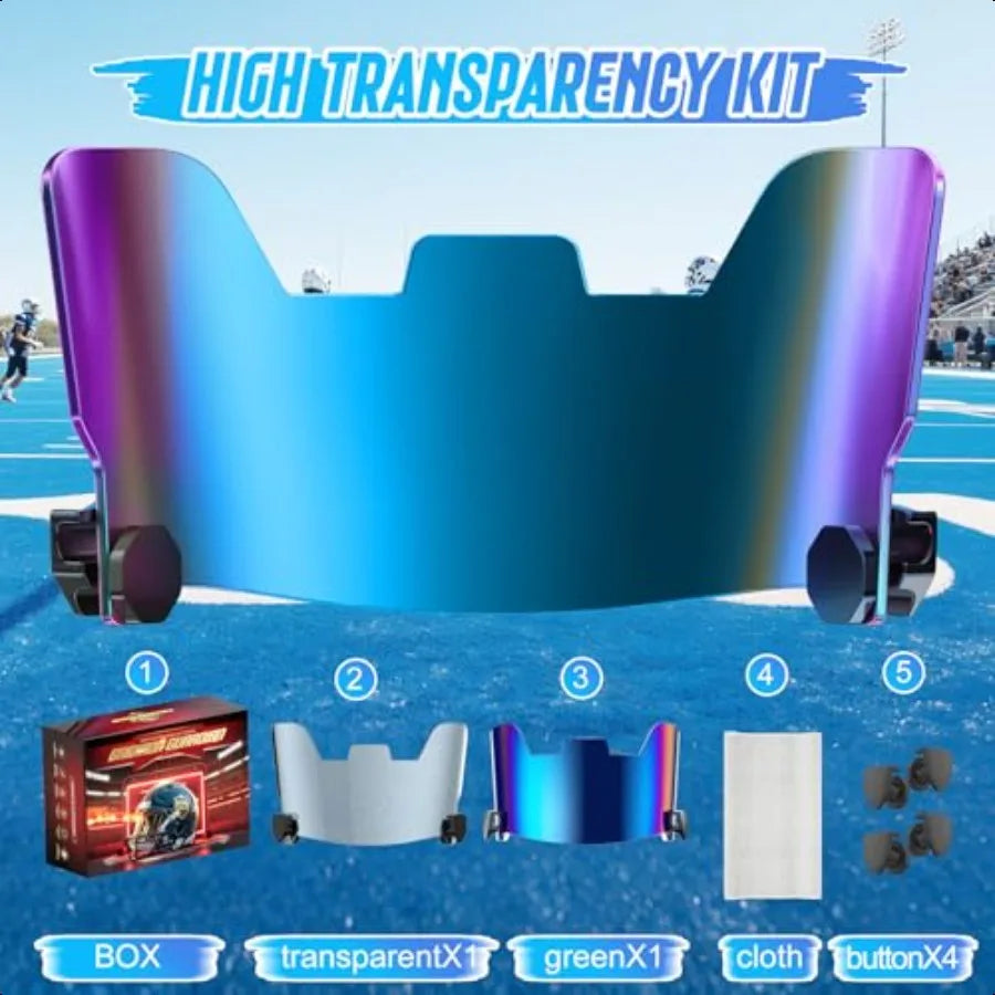 Football Visor Pro Dual Blue Clear Lens for Day Night Play