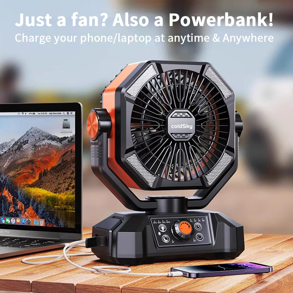 Camping Fan with 4 LED Lantern