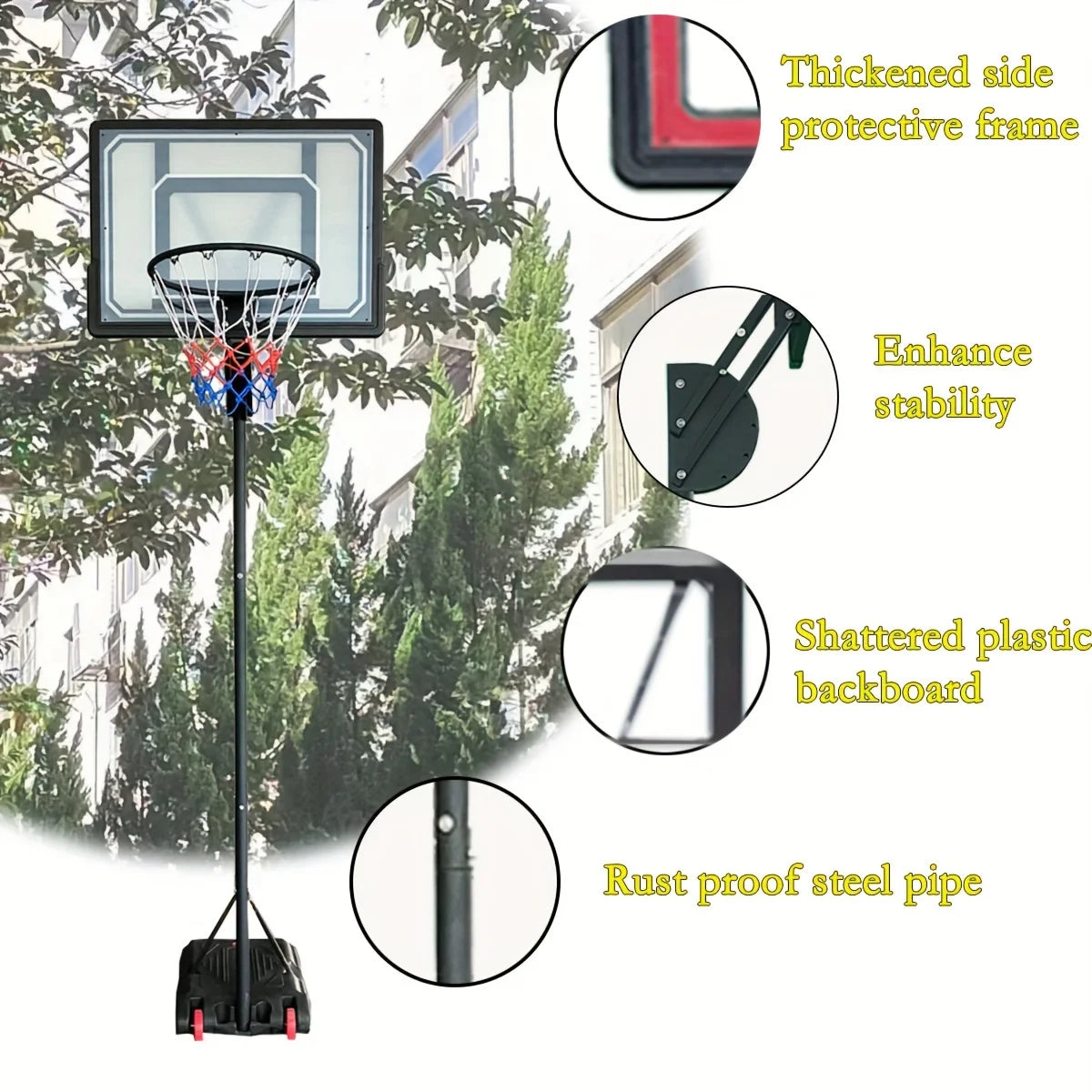 1 Basketball Hoop Outdoor Portable Hoop Court