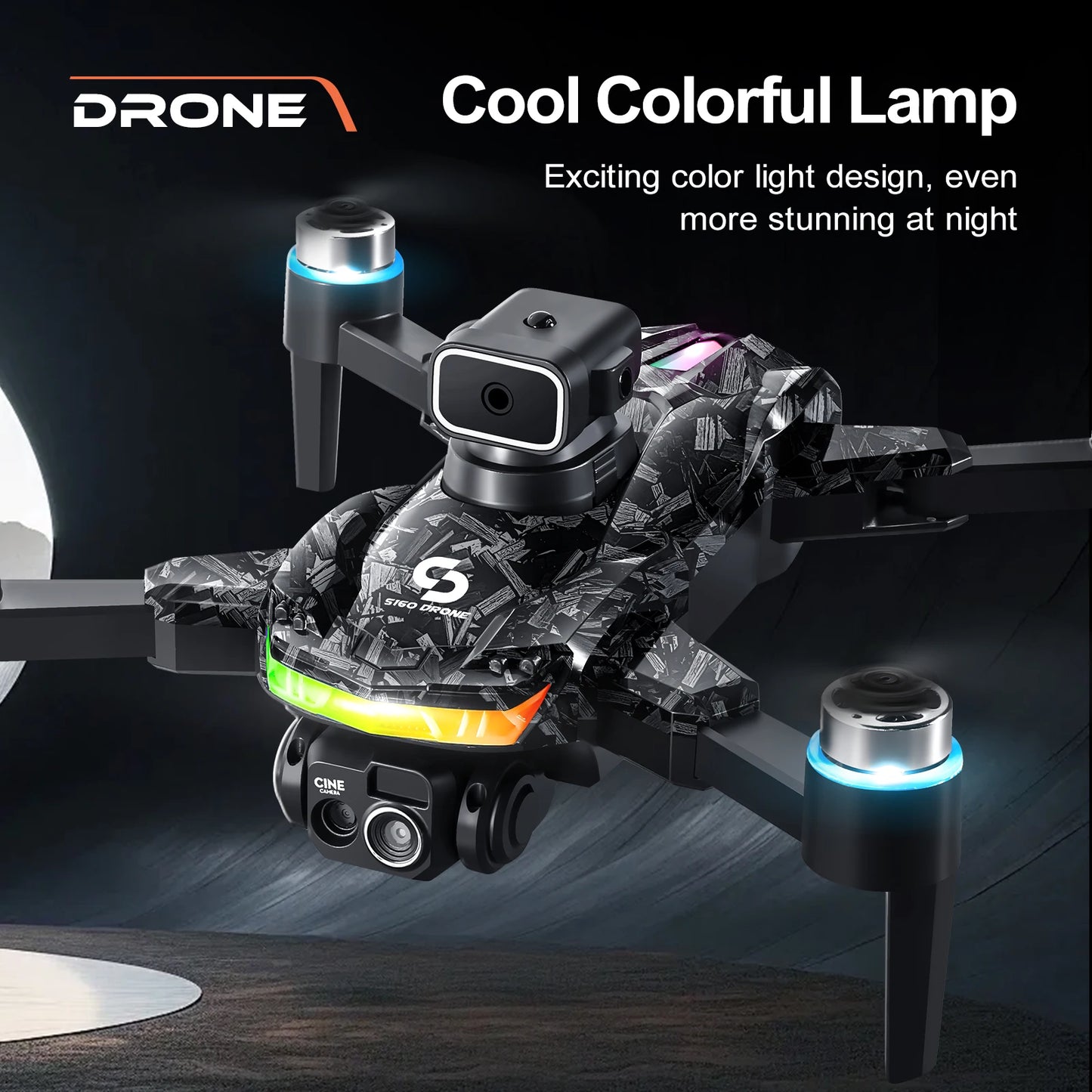 S160 Color LED Drone Professional 4K HD Quadcopter