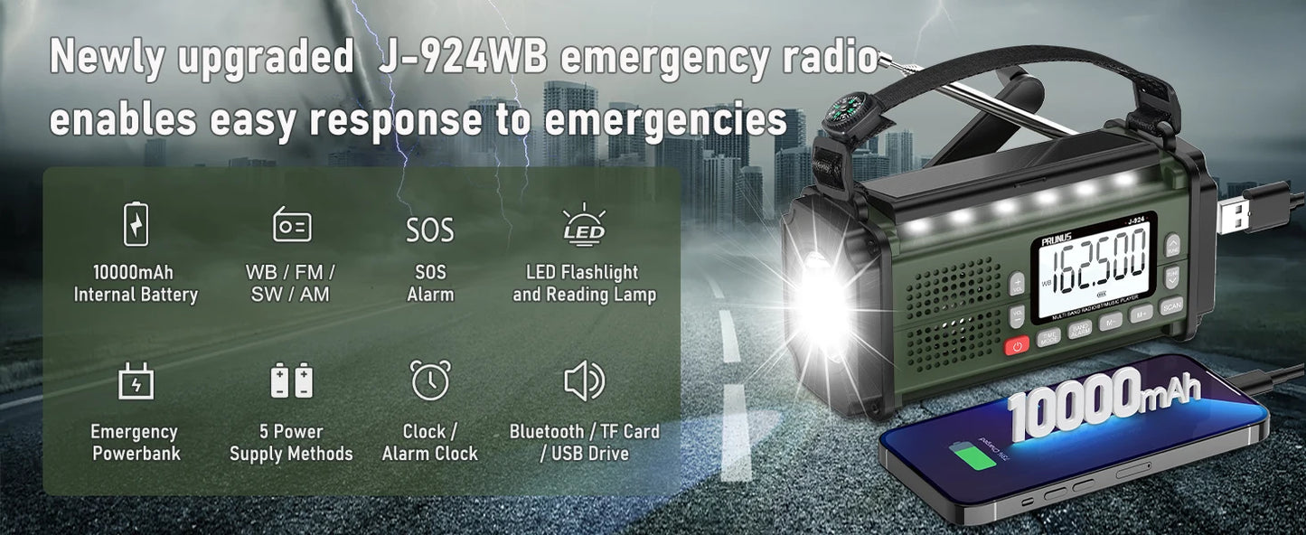 PRUNUS 924 10000mAh Hand Crank Radio