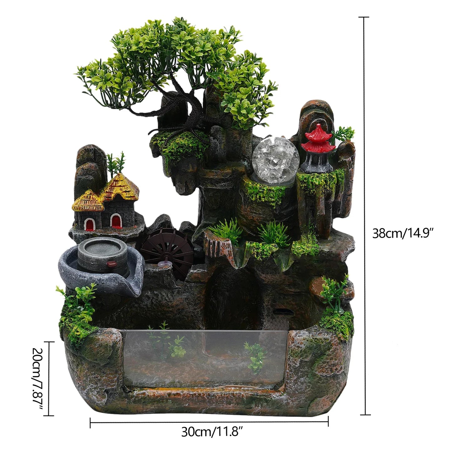 Tabletop Fountain with LED Light Natural Landscape Design