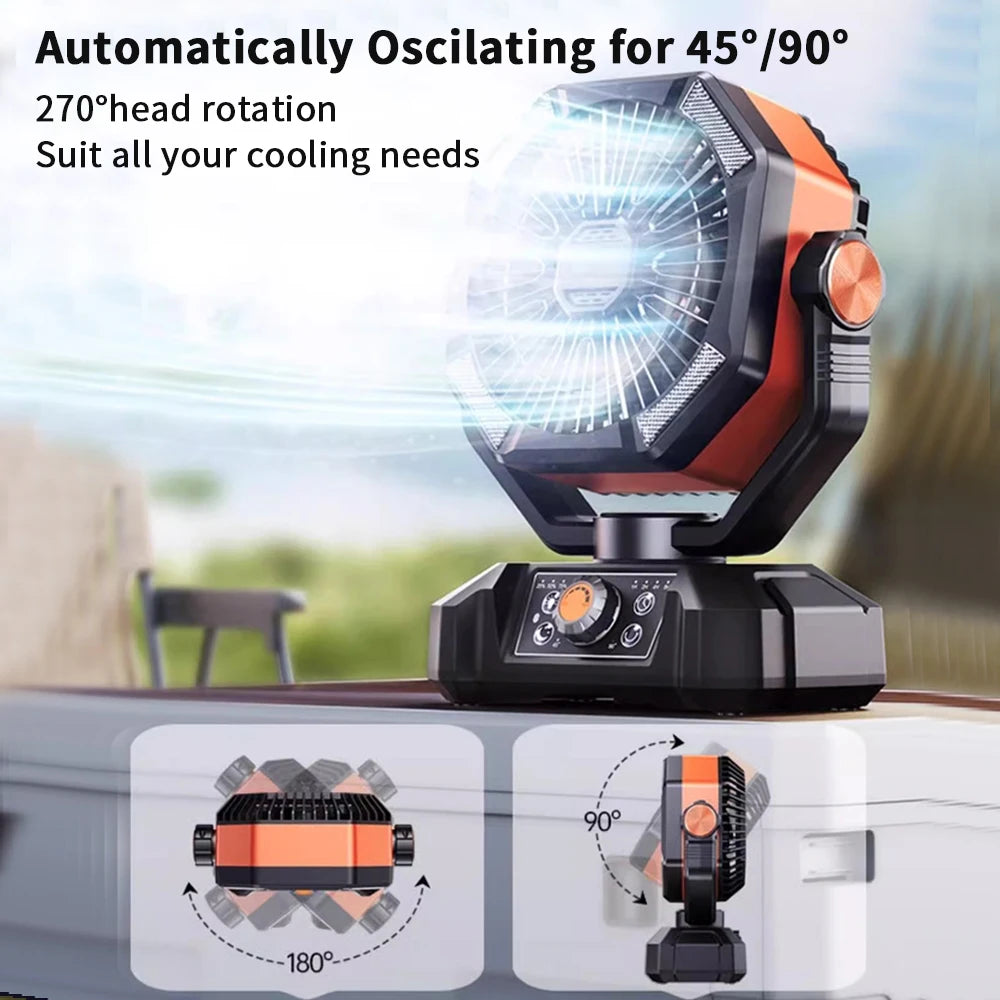 Camping Fan with 4 LED Lantern