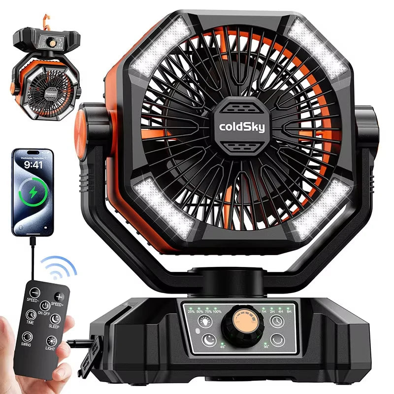 Camping Fan with 4 LED Lantern