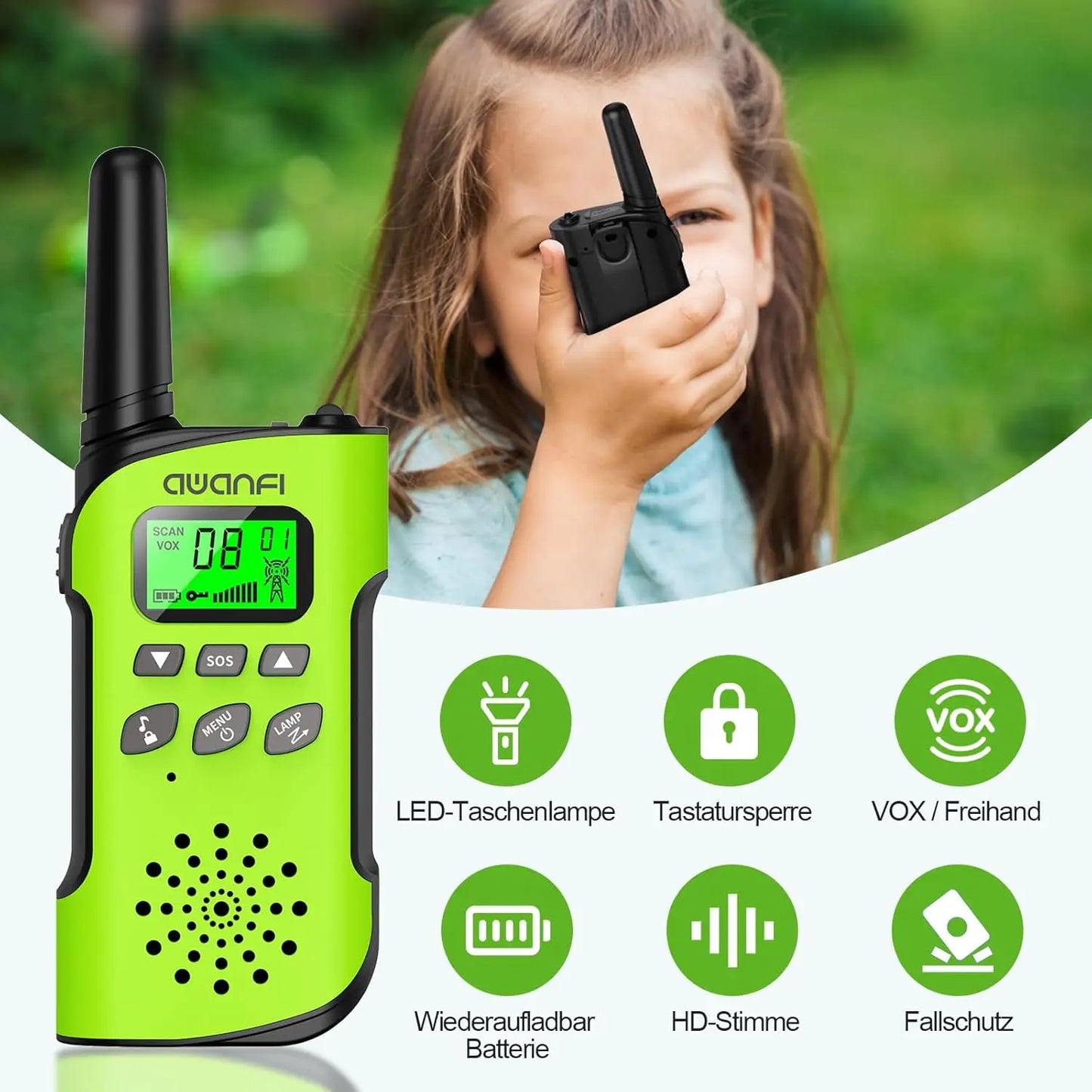 AWANFI Walkie Talkie Children, 3-12 Years, Walkie Talkie