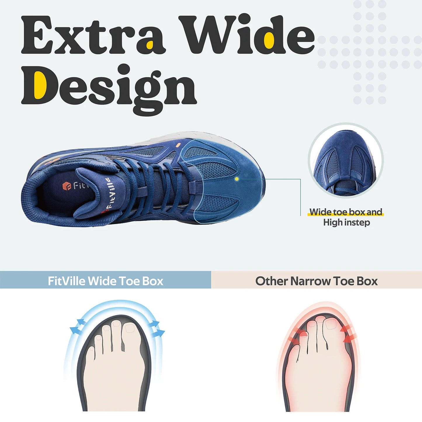 FitVille Men's High-Top Basketball Shoes For Male Swollen Feet Relieve Pain