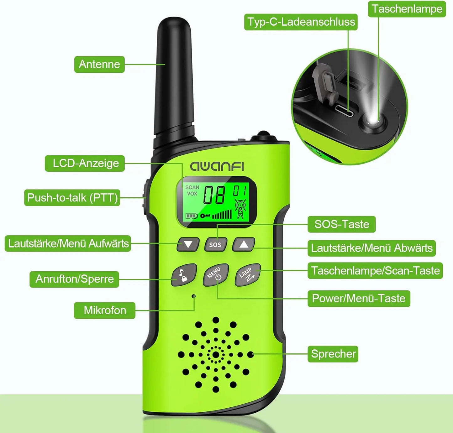 AWANFI Walkie Talkie Children, 3-12 Years, Walkie Talkie