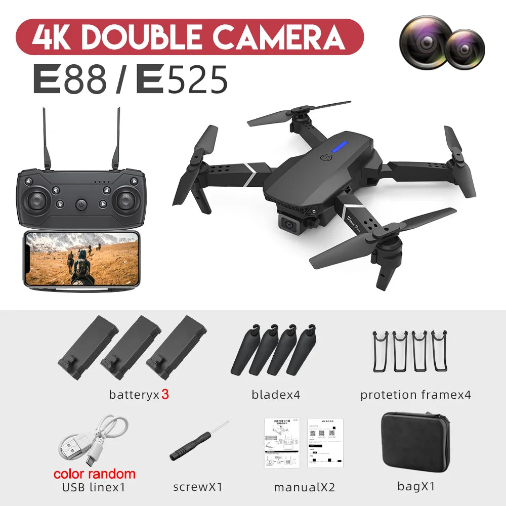 2024 E88Pro RC Drone 4K Professinal With 3 Battery