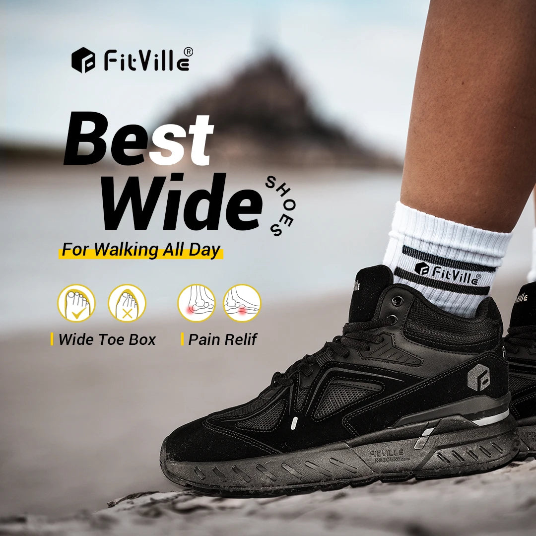 FitVille Men's High-Top Basketball Shoes For Male Swollen Feet Relieve Pain