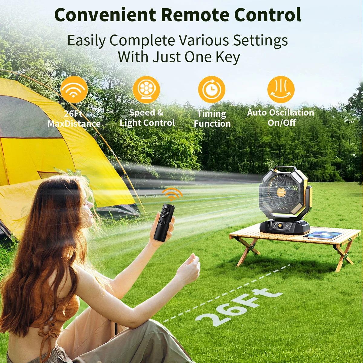 coldSky 40000mAh Camping Fan Battery Operated