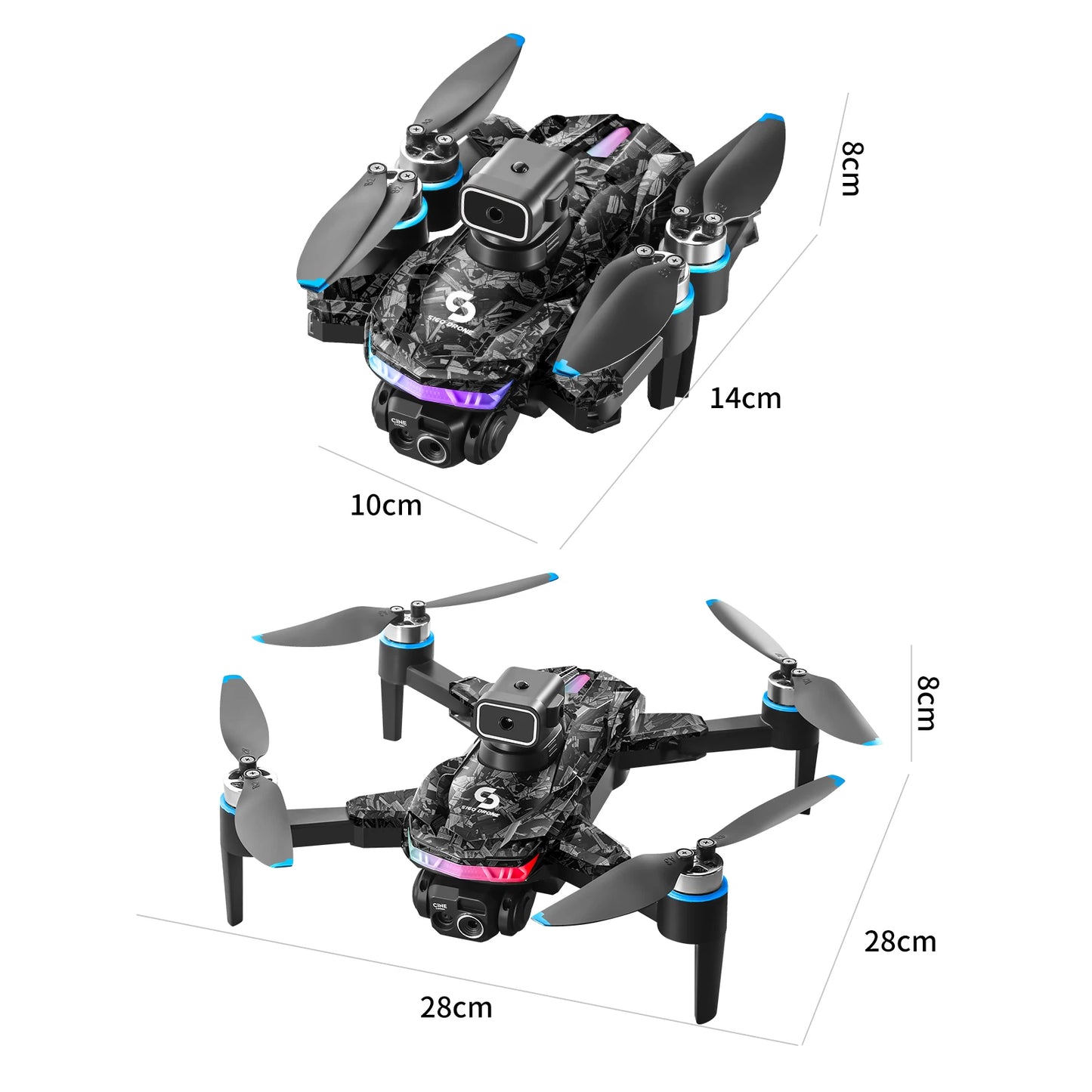 S160 Color LED Drone Professional 4K HD Quadcopter