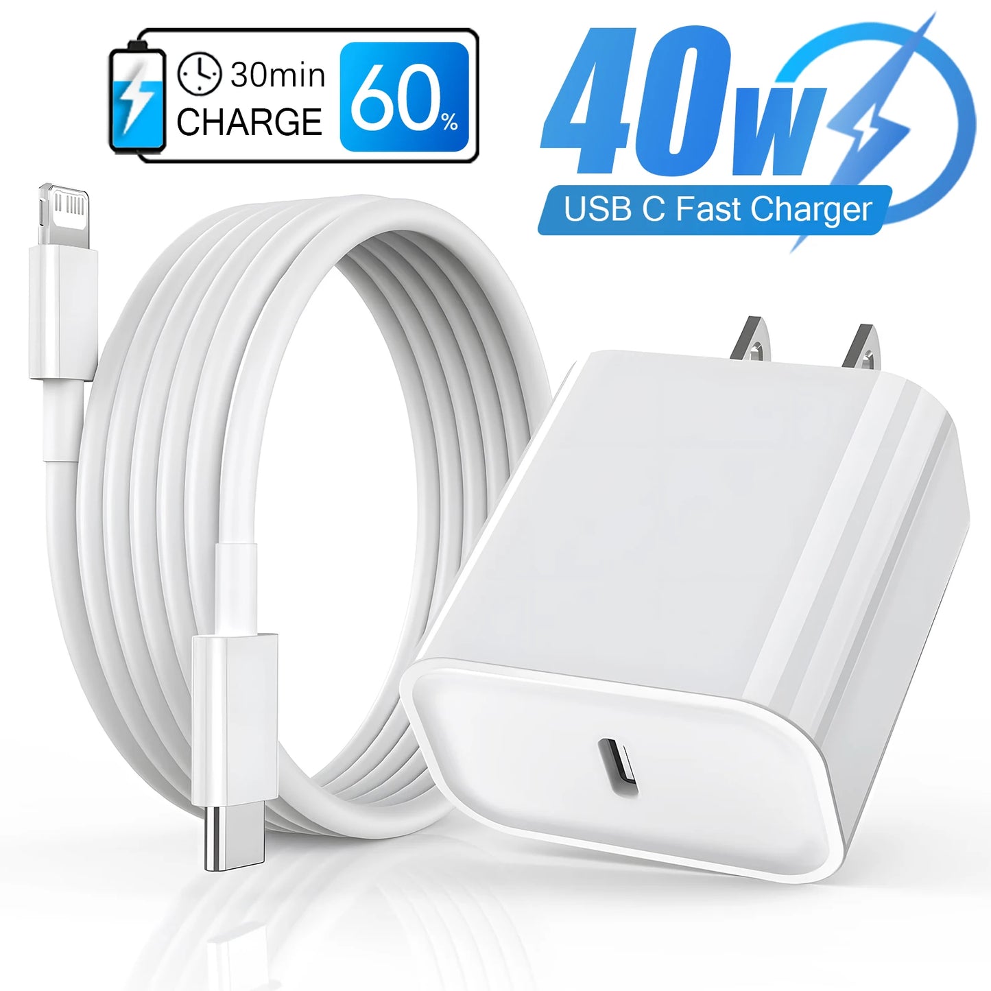 40W Fast Charger  Data Cable Phone Charger Set Accessories