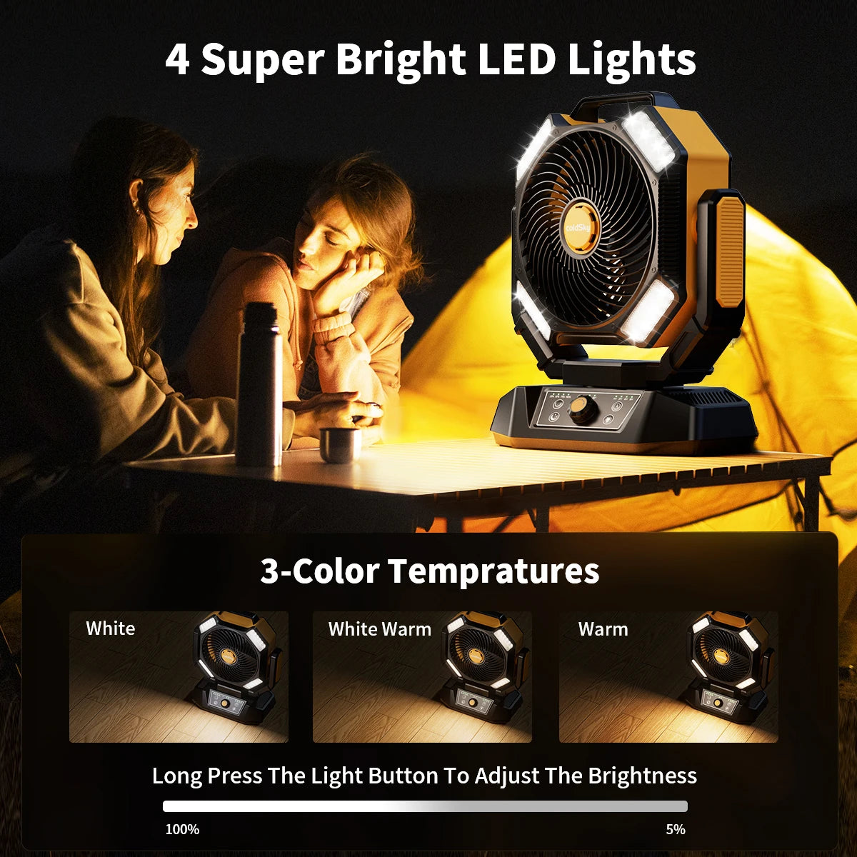 coldSky 40000mAh Camping Fan Battery Operated