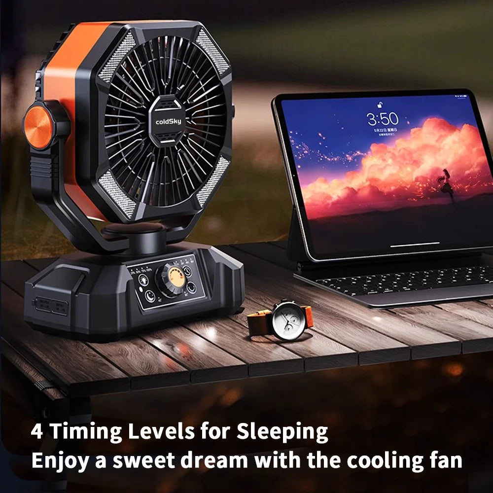 Camping Fan with 4 LED Lantern
