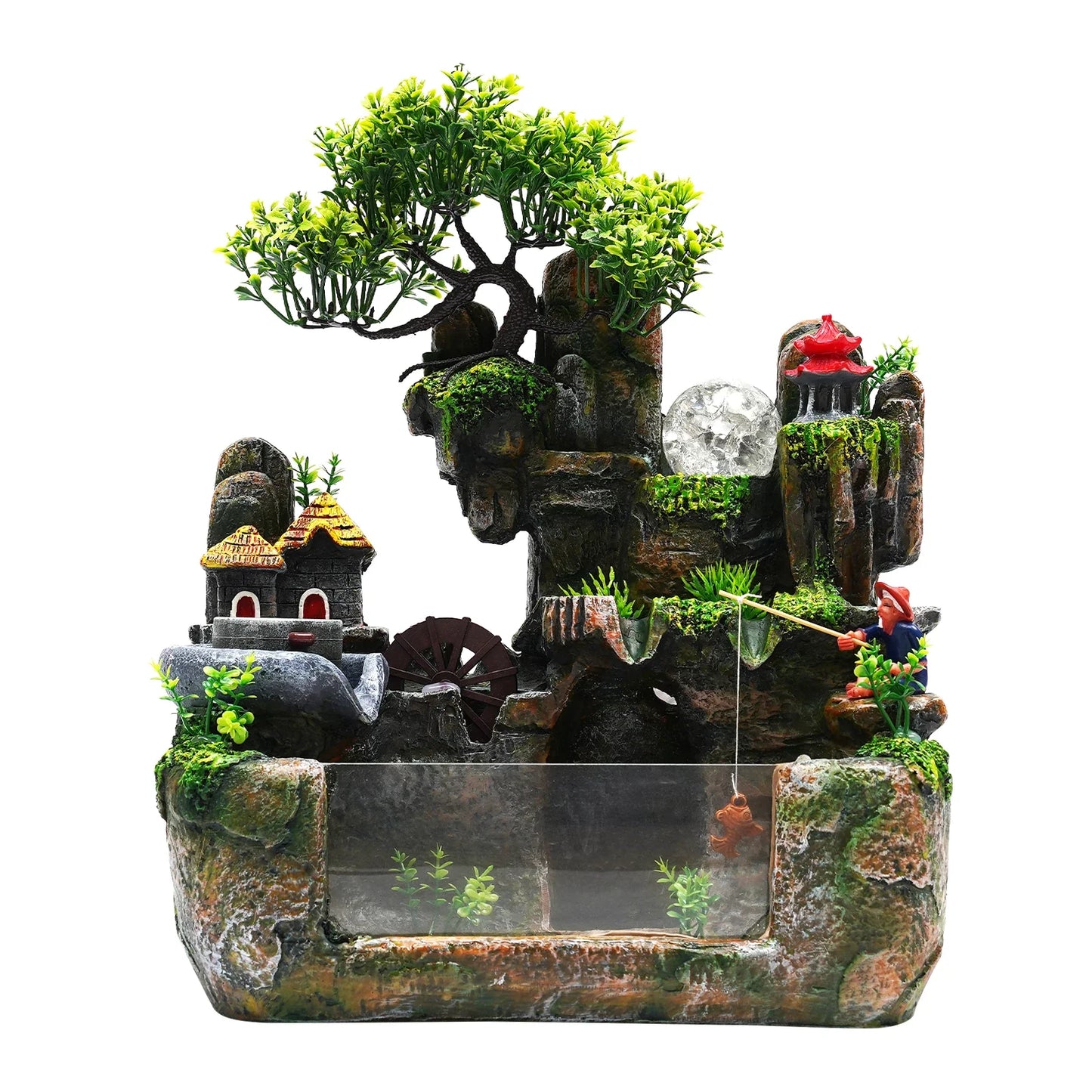 Tabletop Fountain with LED Light Natural Landscape Design