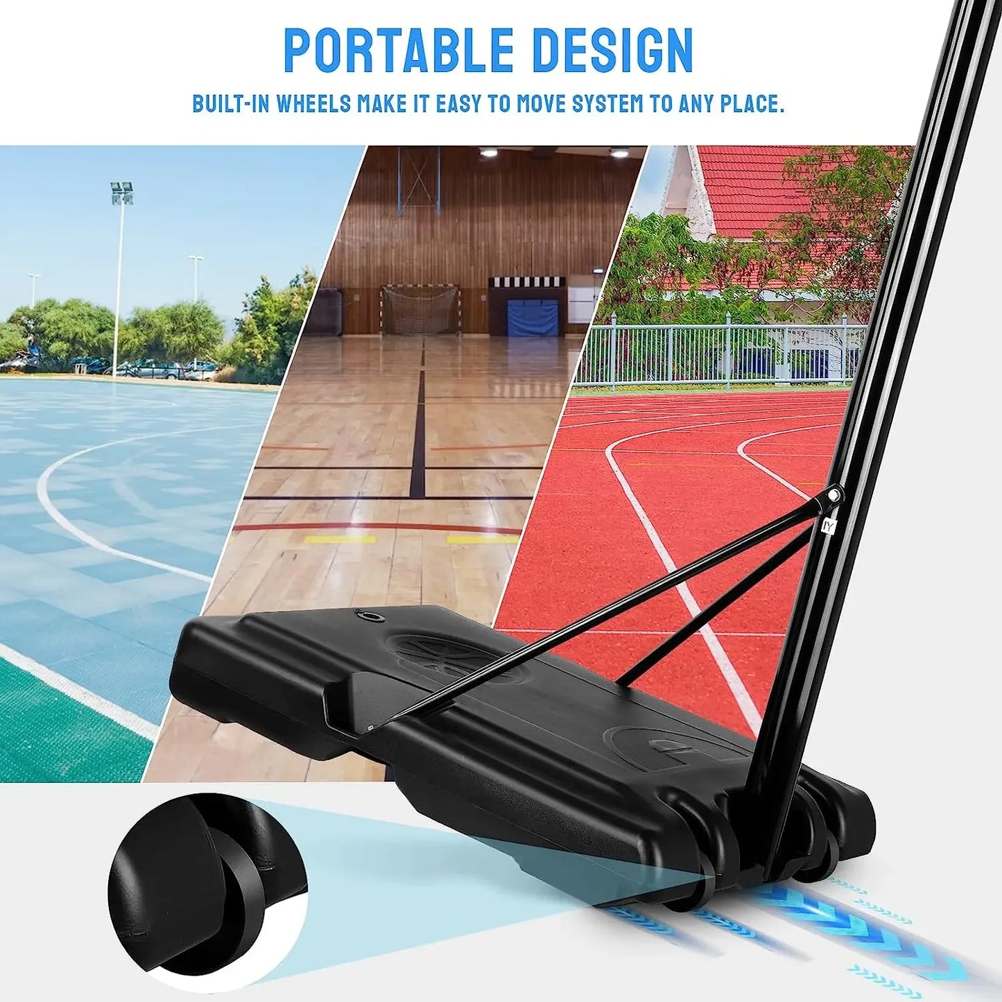 Basketball Hoop with Wheels Height Adjustable 305cm Fit Base Filled with Water and Sand For Kids and Adults Outdoor Indoor Use