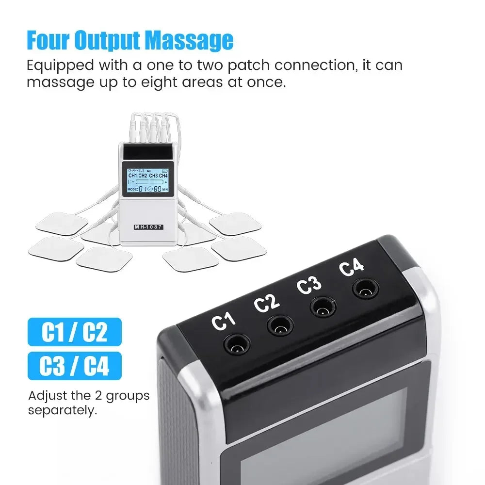 15 Modes 4 Output Channel PMS Eletric  Body Massager Pad