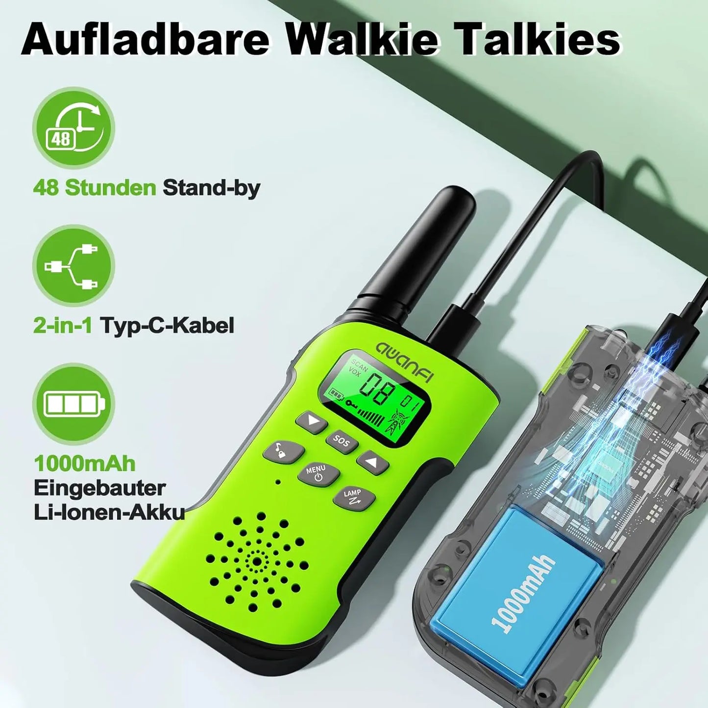 AWANFI Walkie Talkie Children, 3-12 Years, Walkie Talkie