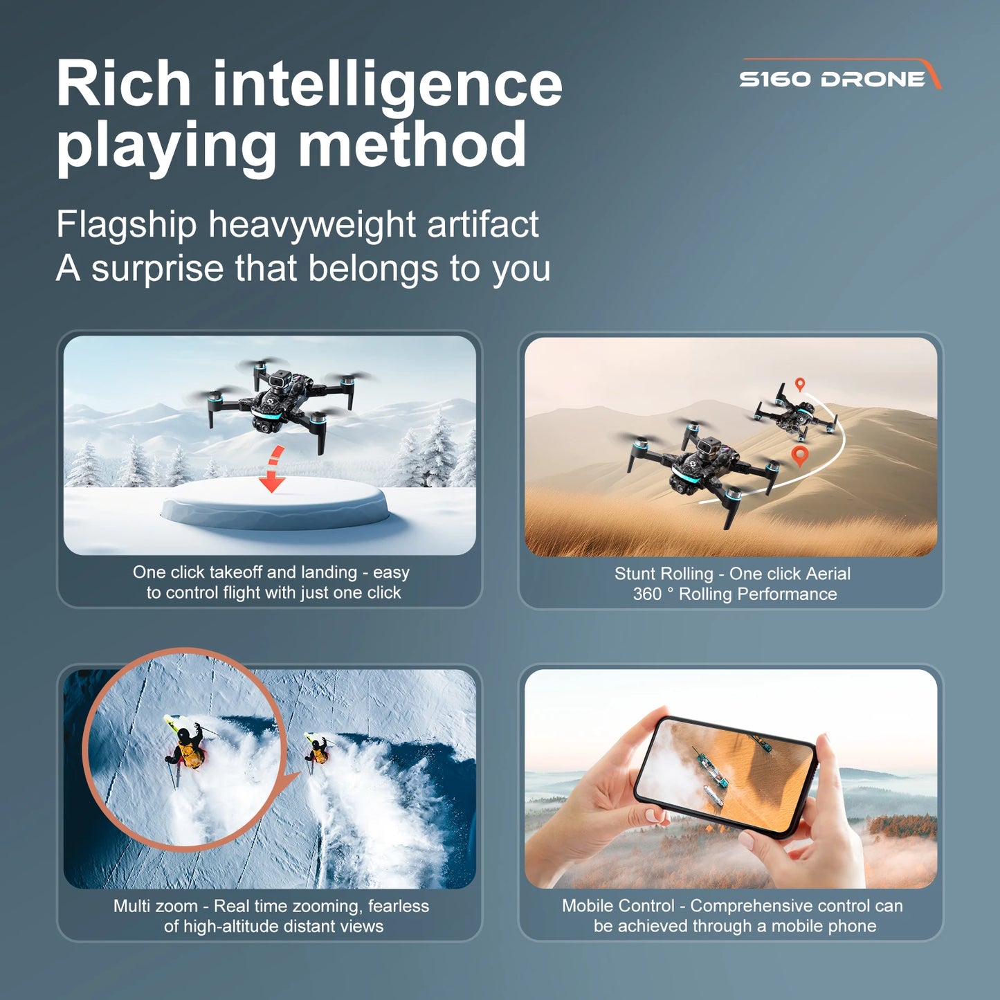 S160 Color LED Drone Professional 4K HD Quadcopter