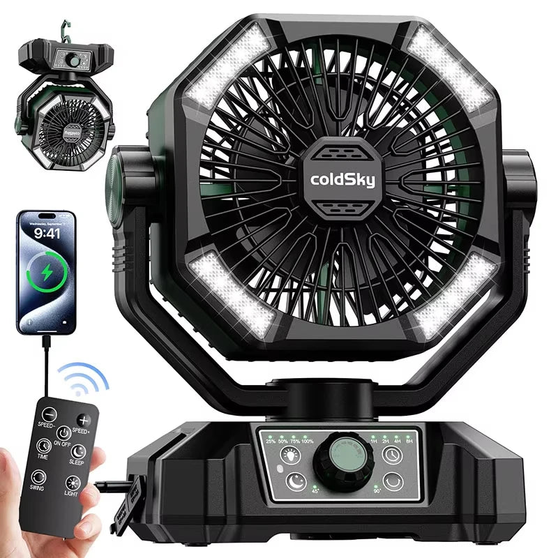 Camping Fan with 4 LED Lantern