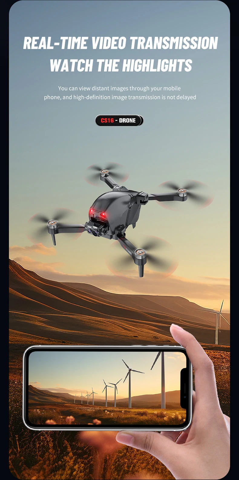 CS16 drone double camera, four sides to avoid obstacles,