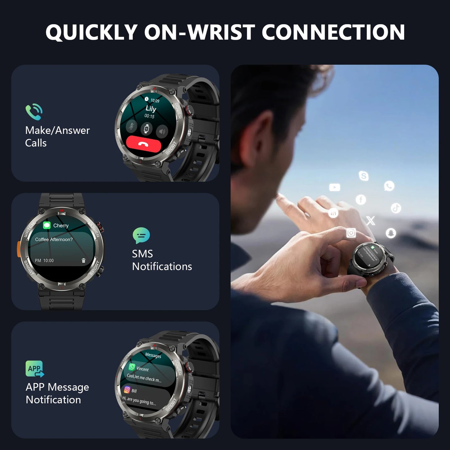 Blackview W50pro Waterproof Smartwatch with LED Flashlight