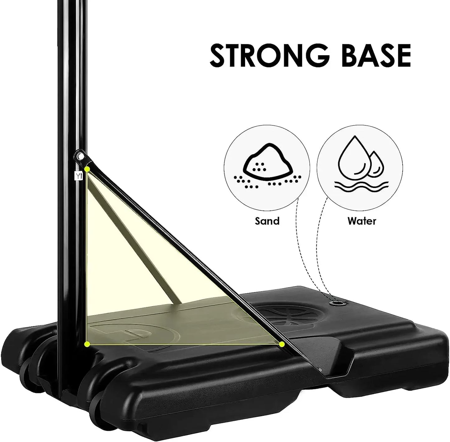 Basketball Hoop with Wheels Height Adjustable 305cm Fit Base Filled with Water and Sand For Kids and Adults Outdoor Indoor Use