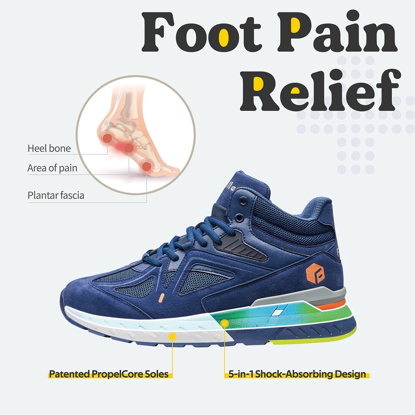 FitVille Men's High-Top Basketball Shoes For Male Swollen Feet Relieve Pain