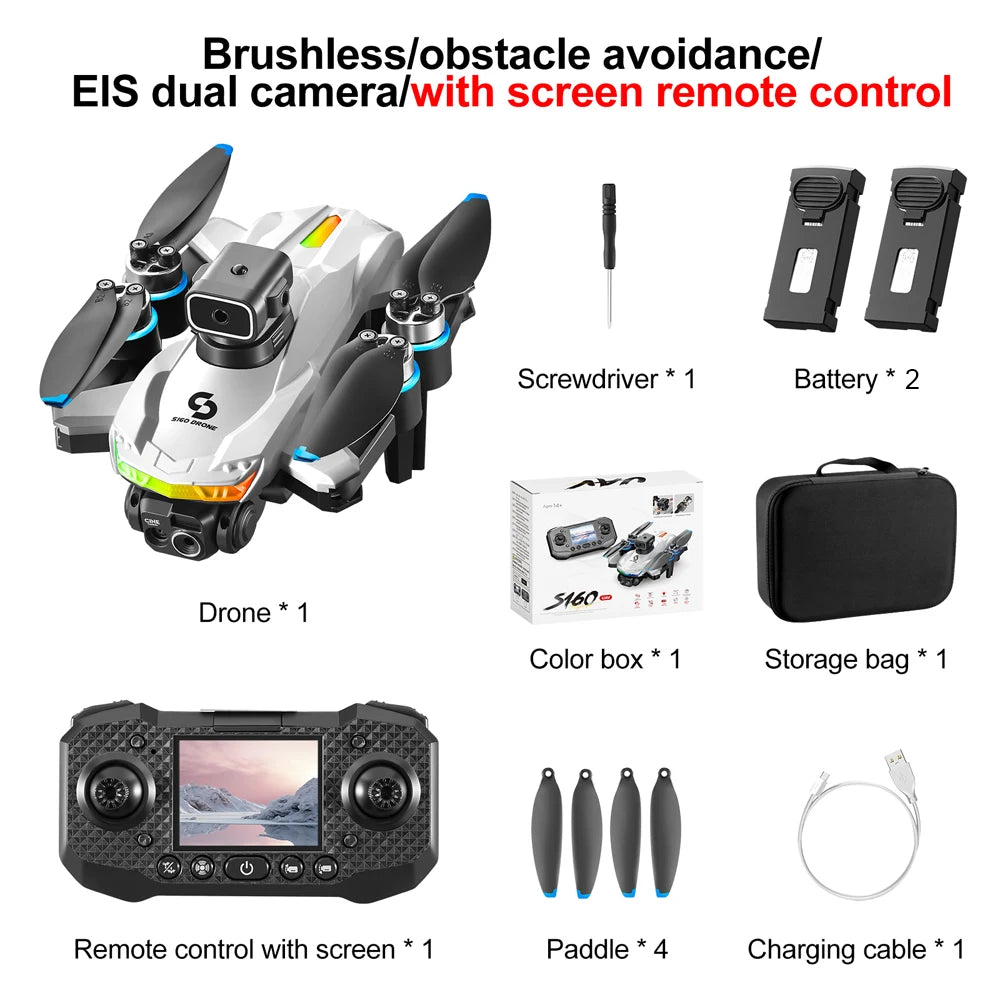 S160 Color LED Drone Professional 4K HD Quadcopter