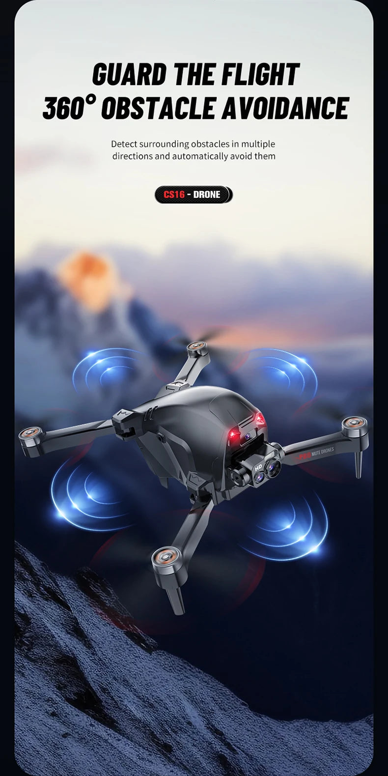 CS16 drone double camera, four sides to avoid obstacles,