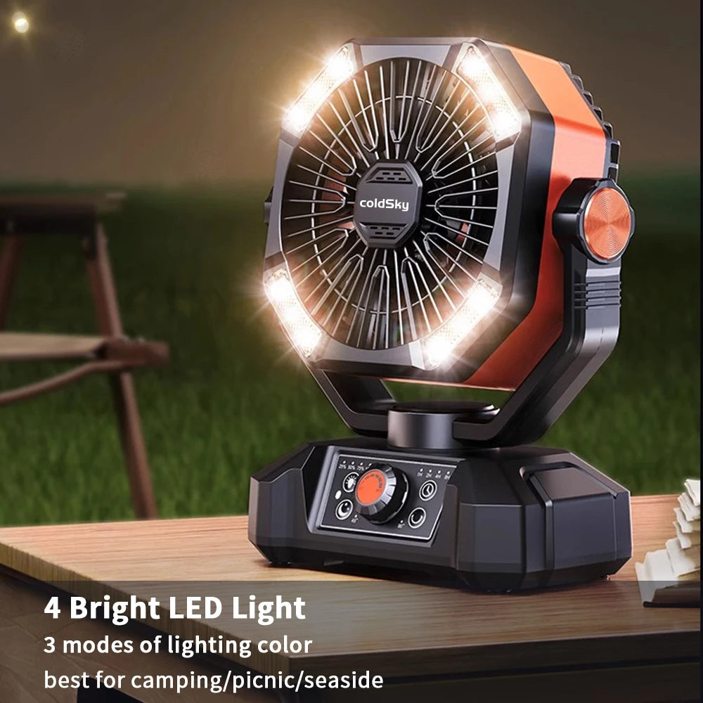 Camping Fan with 4 LED Lantern