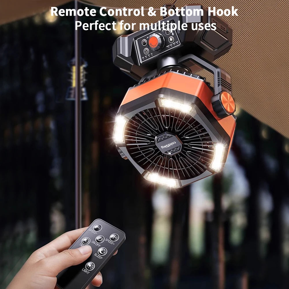 Camping Fan with 4 LED Lantern