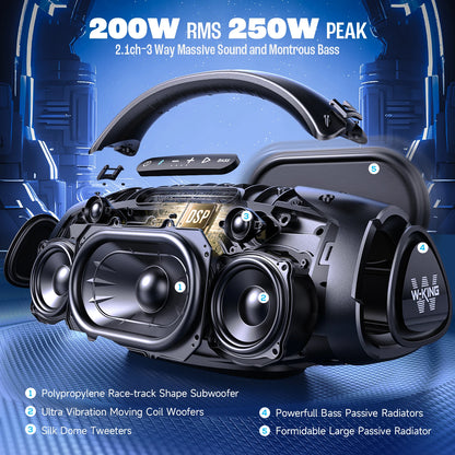 W-KING 200W RMS Portable Bluetooth  Loud Outdoor Speaker