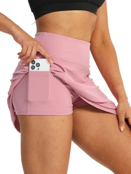 Two-In-One Women's Mini High-Waisted Tennis Skirt