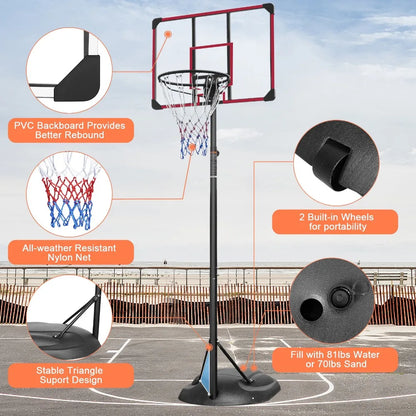 7.5ft - 9.2ft with 32 Inch Backboard Portable Basketball Hoop System