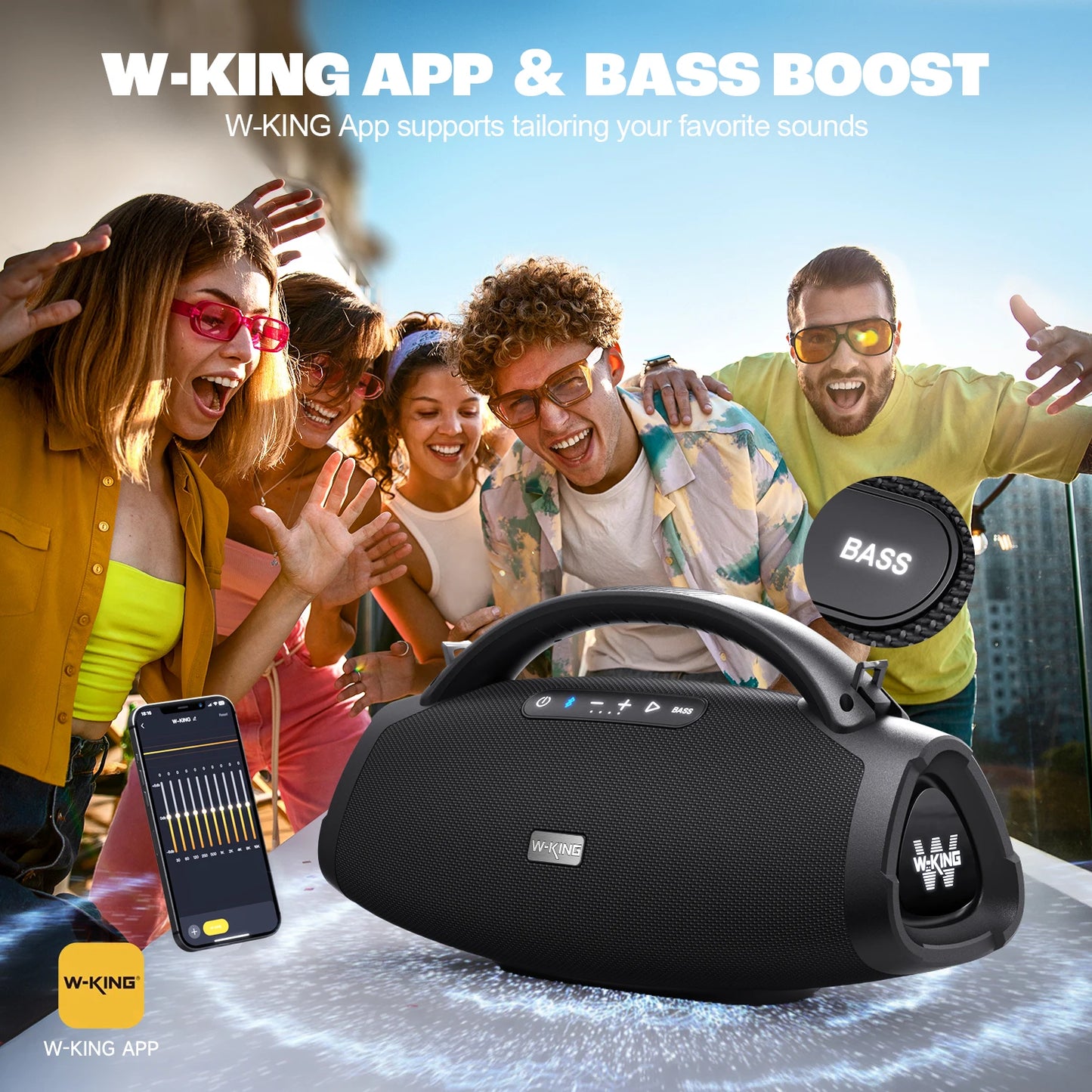 W-KING 200W RMS Portable Bluetooth  Loud Outdoor Speaker