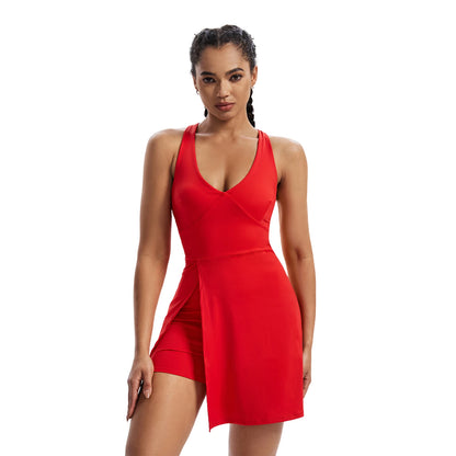 Womens V Neck Tennis Dress with Pocket