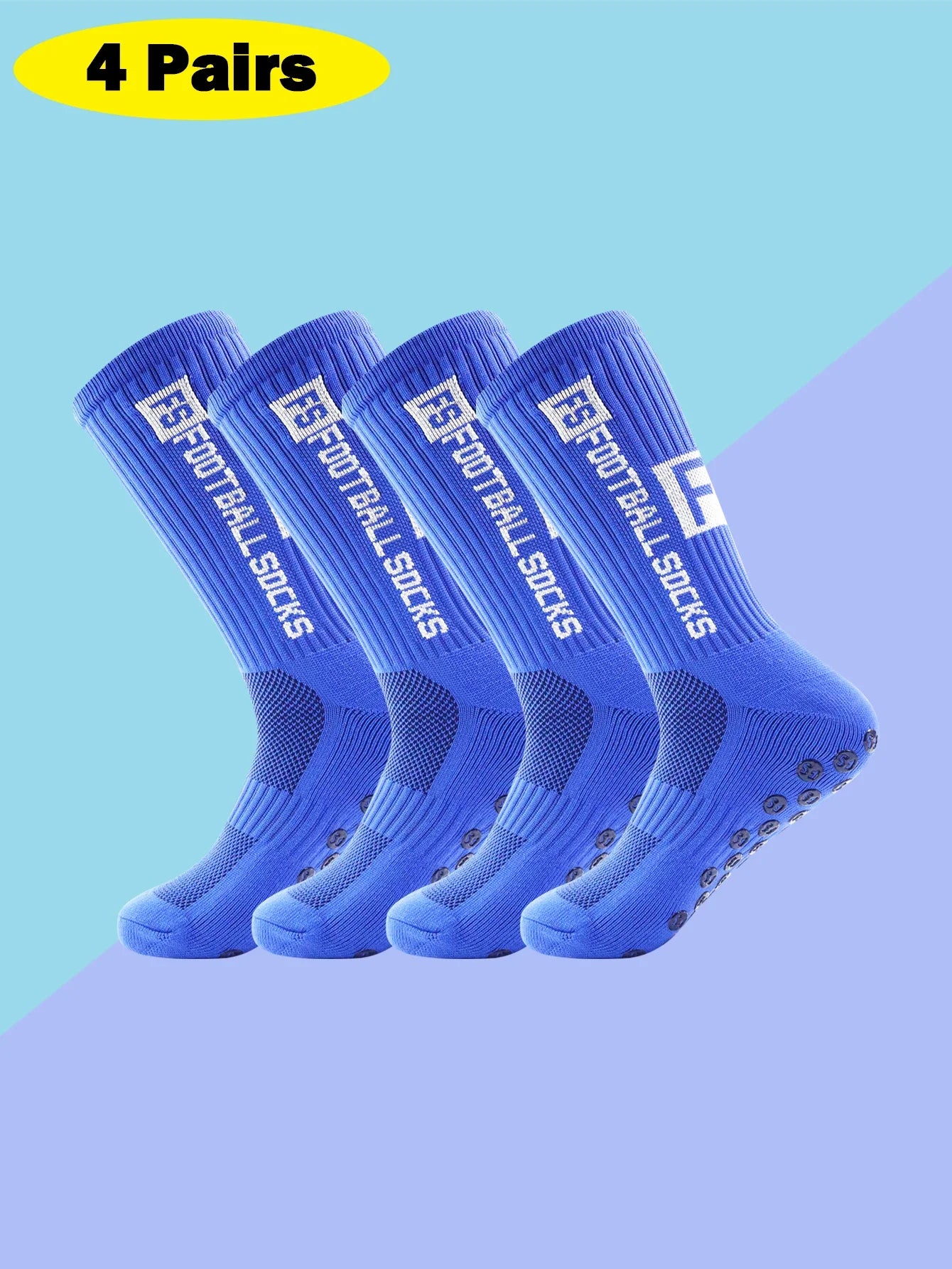 4 Pairs Men's Soccer Socks with Grip, Non Slip
