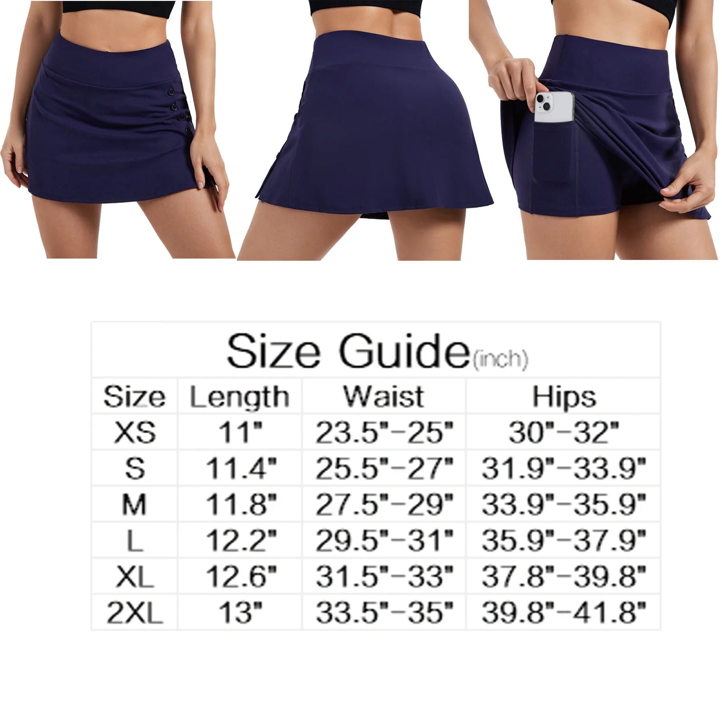 Two-In-One Women's Mini High-Waisted Tennis Skirt