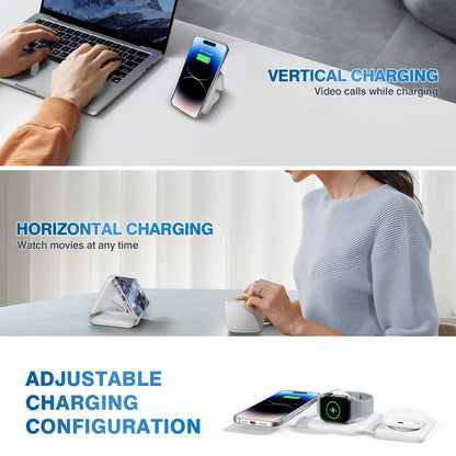 Magnetic Wireless Charger 3 In 1  Flexible Fast Charging