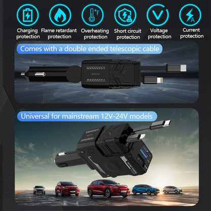 Retractable 4 in 1 Fast Charging Car Charging